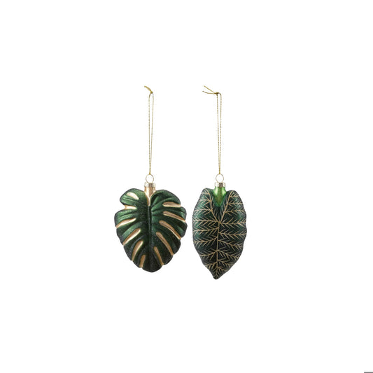 Glass Tropical Leaf Ornament