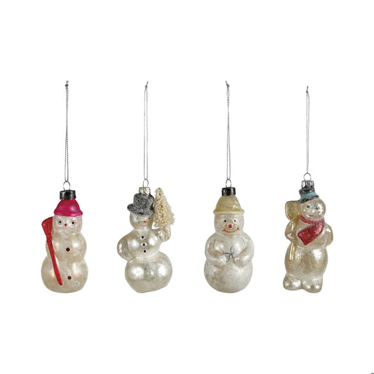 Vintage Glass Snowman Ornament