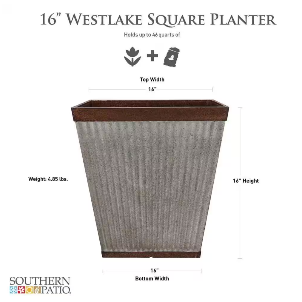 Westlake Square Planter 16"