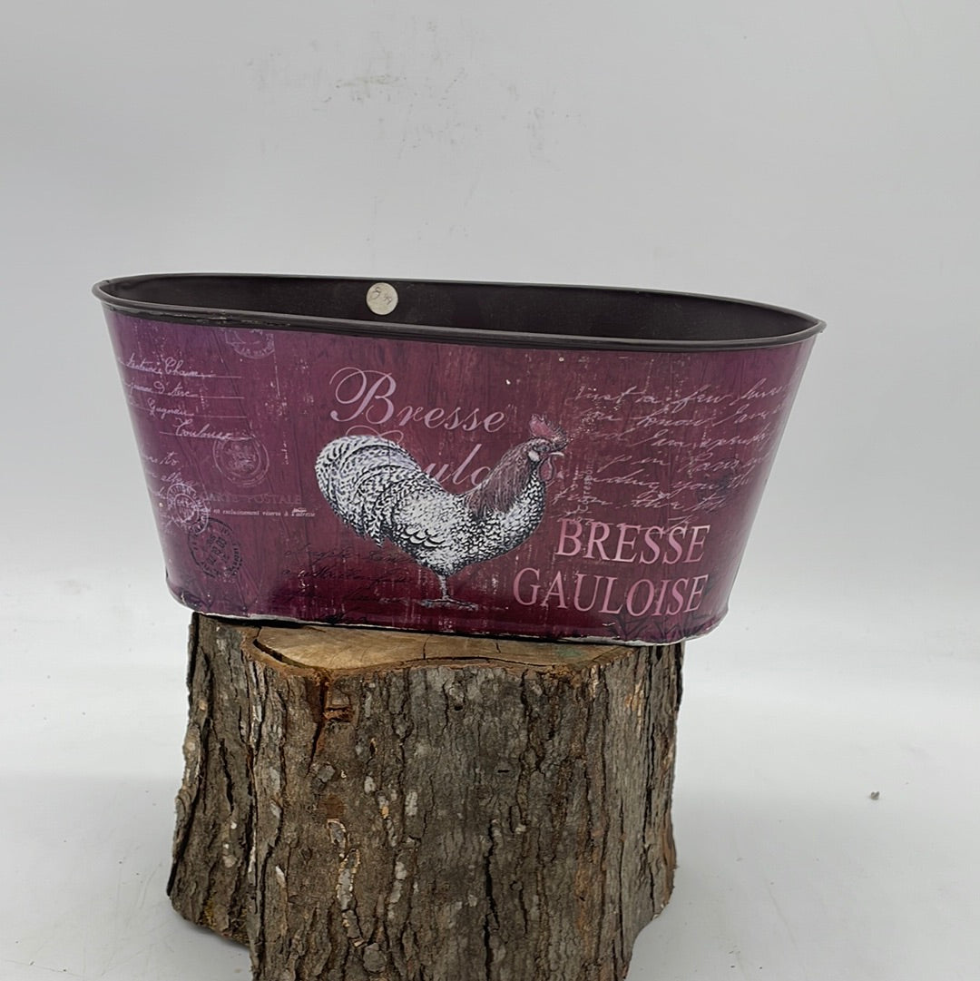 Tin Rustic Rooster Planter